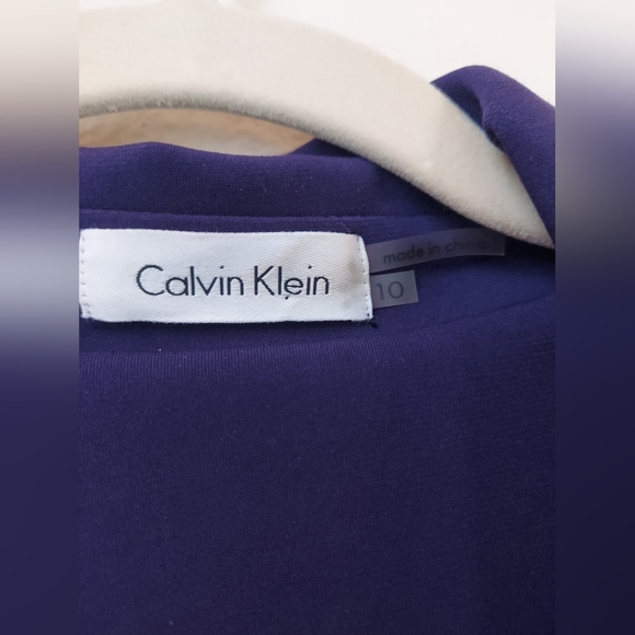 Classic Calvin Klein Purple Collared Long Sleeve Wrap Dress, Size 10 - Picture 5 of 10